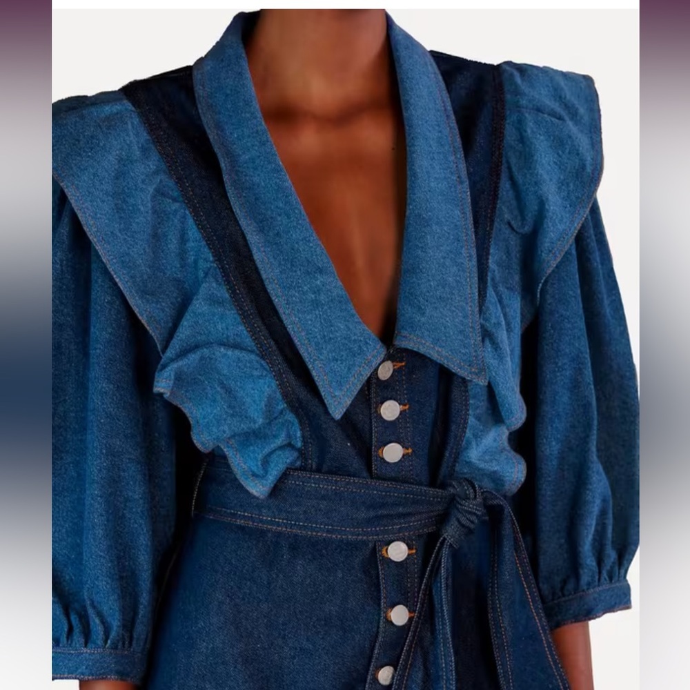Farm Rio Patch Denim midi dress - Picture 5 of 7